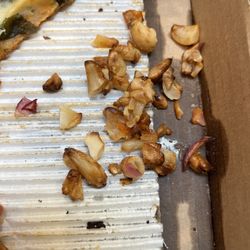 This is just some of the pile of garlic that they put in the pizza. It's all that could be smelled or tasted.