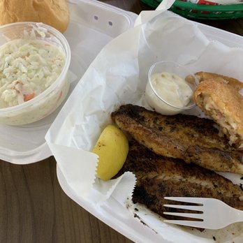 Eastside Fish Fry & Grill - Grouper, crab cake and Cole slaw. - Fish & Chips Near Me - Lansing, Michigan