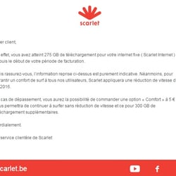 Scarlet - Scarlet est déjà très lent actuellement. Le devise est : appauvrir le service pour tous au lieu de l'améliorer. Très bien.