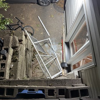 Austin Property Management - Aftermath of unmounted window falling from the house - Property Management Near Me - Eau Claire, Wisconsin Austin Property Management - Aftermath of unmounted window falling from the house - Property Management Near Me - Eau Claire, Wisconsin