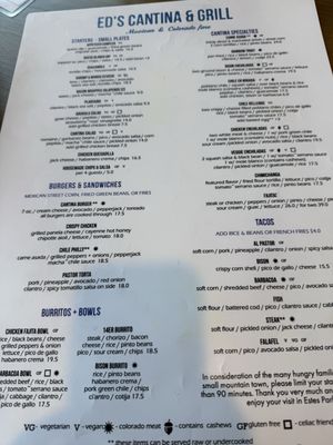 Menu photo 2 Ed's Cantina & Grill Estes Park, CO