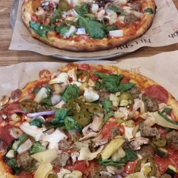 Blaze Pizza - Meat Eaters Pizza stacked - Salad Near Me - Alhambra, California