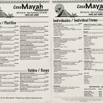 Casa Mayah Restaurant - Our full menu - Mexican Near Me - San Francisco, California Casa Mayah Restaurant - Our full menu - Mexican Near Me - San Francisco, California