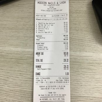 Modern Nails & Lash - The EXCESSIVE Receipt! - Nail Salons Near Me - Golden, Colorado Modern Nails & Lash - The EXCESSIVE Receipt! - Nail Salons Near Me - Golden, Colorado