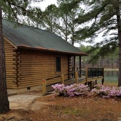 Weston Lake Recreation Center - Another view of a rental cabin. The deck overlooks the water.