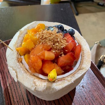 Coconut Paradise - The mixed fruit coconut jelly served in a coconut - first time we went - Desserts Near Me - Carrollton, Texas Coconut Paradise - The mixed fruit coconut jelly served in a coconut - first time we went - Desserts Near Me - Carrollton, Texas