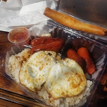 Lucky Three Seven - Longanisa ($11) comes with garlic rice and fried eggs Lumpia ($2 ea) pork or chicken with sweet and sour sauce - Filipino Near Me - Oakland, California