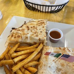 quesadilla and fries