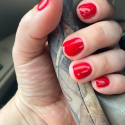 Shellac Nails and Spa - Strange angle - but look at this shiny manicure!