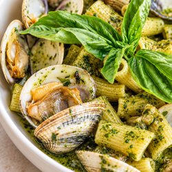 Carbon Angela’s Kitchen - Rigatoni clams and pesto