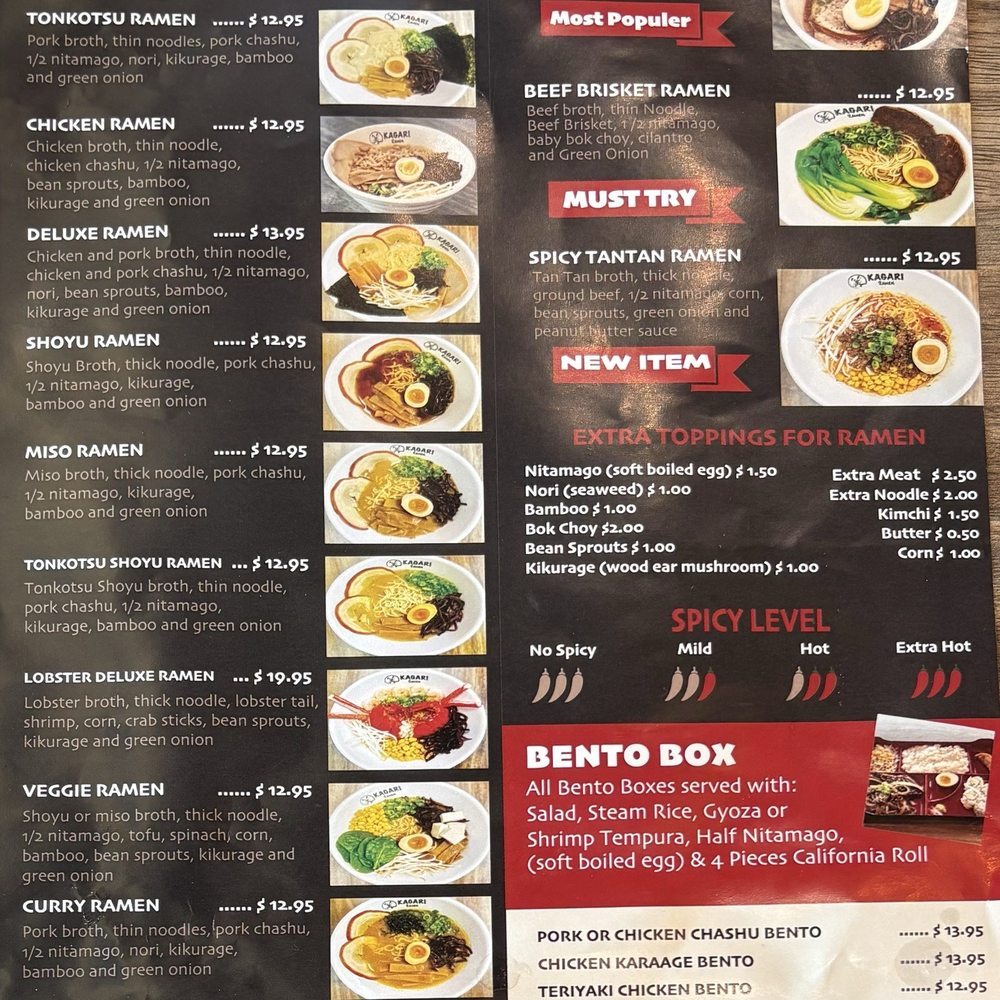 Kagari Ramen - Menu - Ramen Near Me - Las Vegas, Nevada