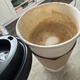 My medium triple shot latte that came half full even after i said no foam