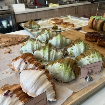 Delight Pastry - Rose, Lychee, and Raspberry Croissant Matcha and Pistachio Croissant - Desserts Near Me - Pasadena, California