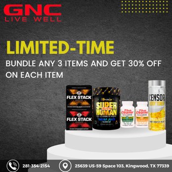 GNC - a variety of products on display - Vitamins & Supplements Near Me - Kingwood, Texas GNC - a variety of products on display - Vitamins & Supplements Near Me - Kingwood, Texas