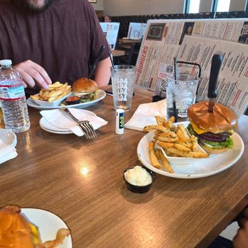Slater's 50/50 - I was assured the cook did not stab our burgers out of anger. - Burgers Near Me - Las Vegas, Nevada Slater's 50/50 - I was assured the cook did not stab our burgers out of anger. - Burgers Near Me - Las Vegas, Nevada