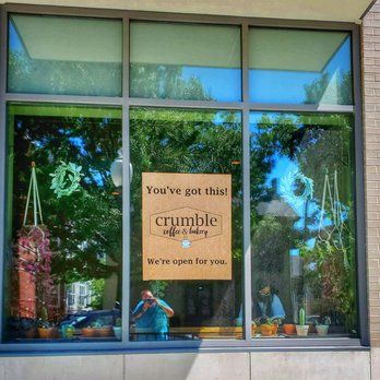Crumble Coffee & Bakery - a sign in the window - Coffee & Tea Near Me - Bloomington, Indiana Crumble Coffee & Bakery - a sign in the window - Coffee & Tea Near Me - Bloomington, Indiana