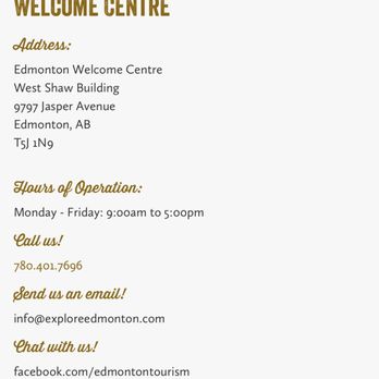 Edmonton Welcome Centre - Info from website - Visitor Centers Near Me Edmonton Welcome Centre - Info from website - Visitor Centers Near Me