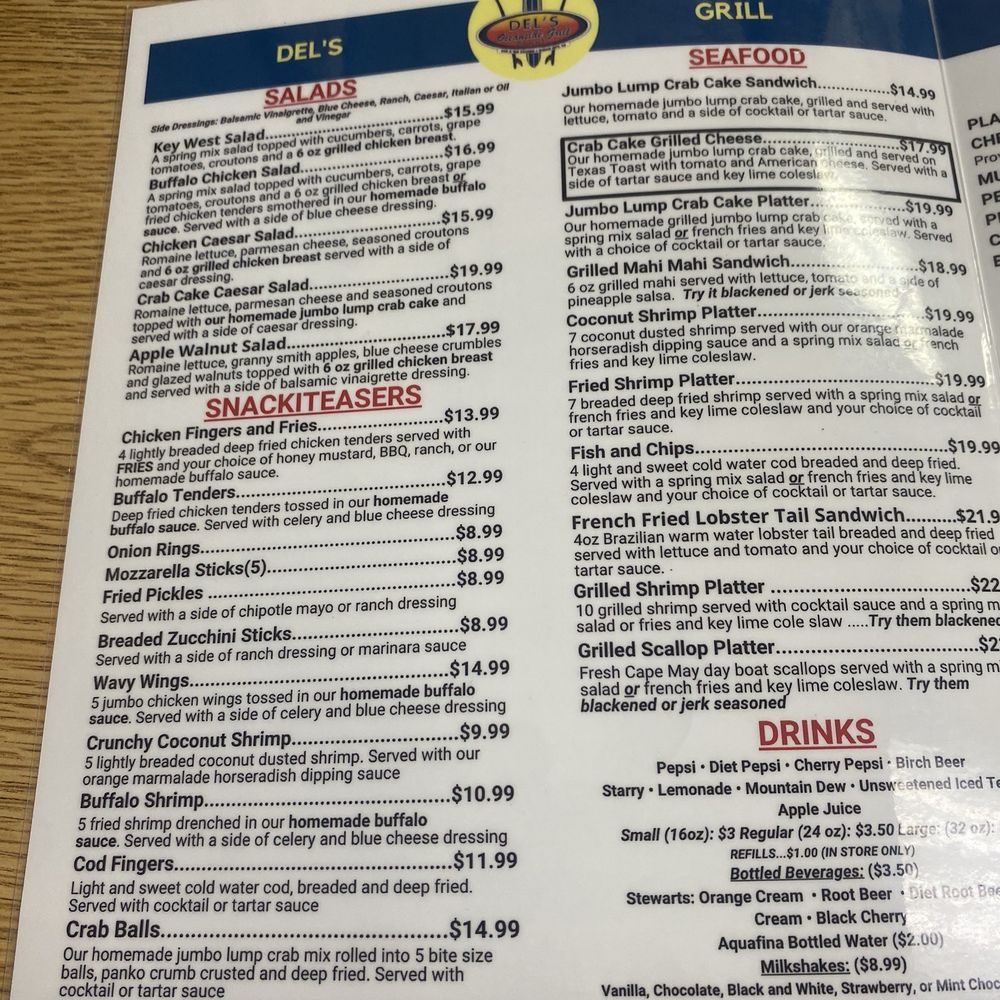Del's Grill - Menu - American Near Me - Ocean City, New Jersey