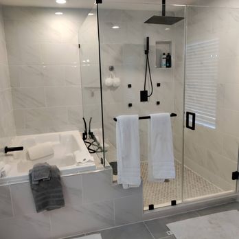 King's Custom WoodWorking - a walk - in shower and a separate bathtub - Handyman Near Me King's Custom WoodWorking - a walk - in shower and a separate bathtub - Handyman Near Me