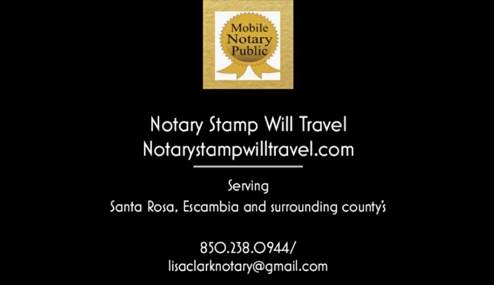 NOTARY STAMP WILL TRAVEL Pace, Florida Notaries Phone Number Yelp