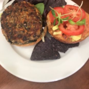 Subia's Vegan Cafe - Black Bean Burger - Vegan Near Me - Jersey City, New Jersey