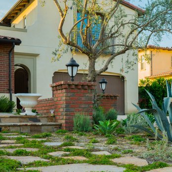 Outside Builders - front yard, landscaping, column, outdoor lighting, brick - Landscape Architects or Designers Near Me Outside Builders - front yard, landscaping, column, outdoor lighting, brick - Landscape Architects or Designers Near Me
