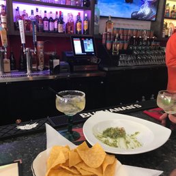 Hand made guacamole and chips. Sinaloa Margarita.