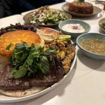 Joon - Kabob platter and some of the sides. - Persian/Iranian Near Me - Vienna, Virginia Joon - Kabob platter and some of the sides. - Persian/Iranian Near Me - Vienna, Virginia