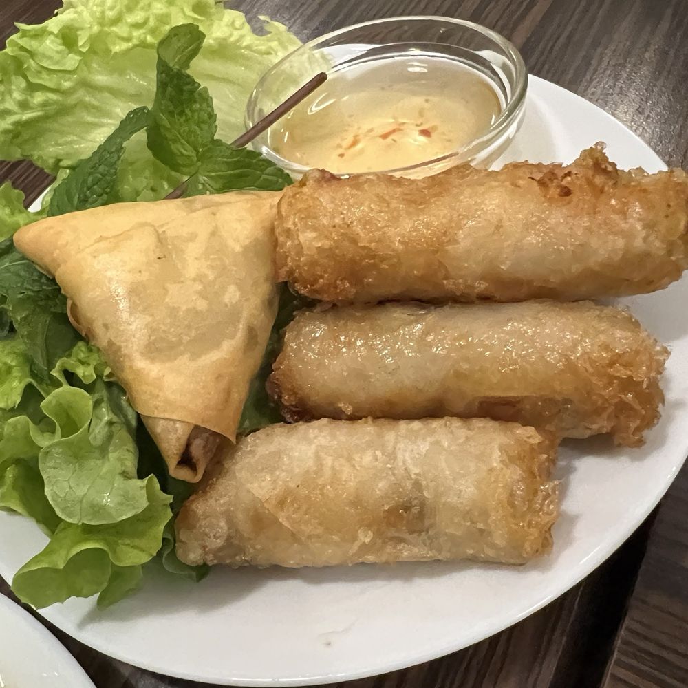 Khua Nong Mai - Spring rolls and one samosa - Pan Asian Near Me - Paris, 01