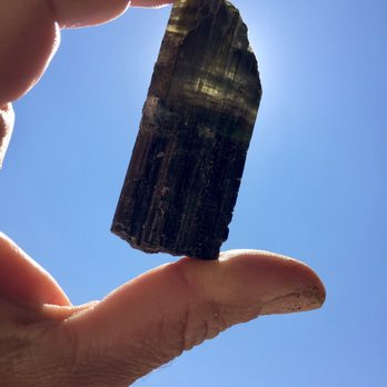 Oceanview Mine - One of our finds, a green terminated to black tourmaline. - Tours Near Me - Pala, California Oceanview Mine - One of our finds, a green terminated to black tourmaline. - Tours Near Me - Pala, California