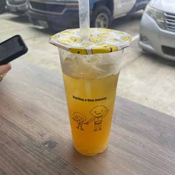 Happy Lemon - E10 Kumquat Lemon Green Tea with Lychee Jelly - Bubble Tea Near Me - Cypress, Texas