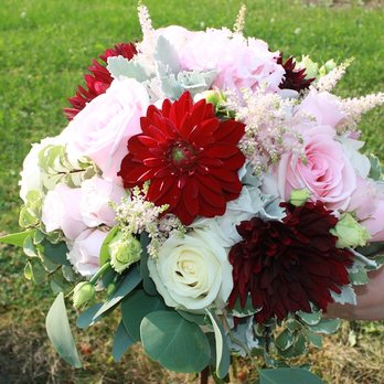 Kamloops Florist - Bridal Bouquet by Kamloops Florist.  Roses, Dahlias and Astilbe are the stars in this beautiful bouquet. - Florists Near Me - Kamloops, British Columbia