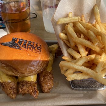 Grill Marks - Hot Chick with fries. - Burgers Near Me - Greenville, South Carolina Grill Marks - Hot Chick with fries. - Burgers Near Me - Greenville, South Carolina