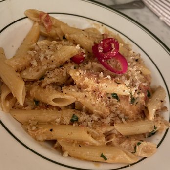 Cafe Spaghetti - Penne, Spicy Garlic Sugo, Maine Lump Crab, Chiles- delicious!!!! - Italian Near Me - Brooklyn, New York