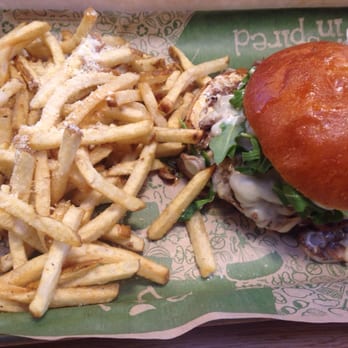 Brome Modern Eatery - Organic Mushroom Burger with Truffle fries - Burgers Near Me - Dearborn, Michigan