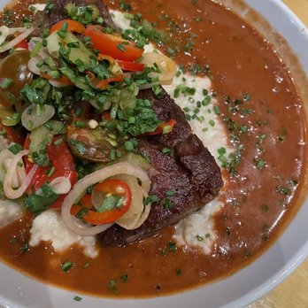 Maypop Restaurant - Short Rib over Roasted Garlic Grits - New American Near Me - New Orleans, Louisiana