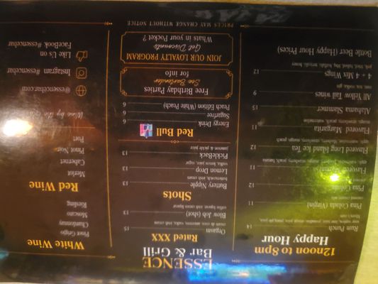 Menu photo 1 Essence Bar Brooklyn, NY Menu photo 1 Essence Bar Brooklyn, NY