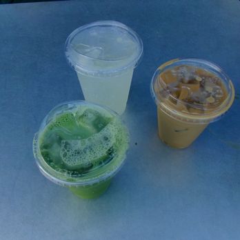 Community Goods - Matcha with vanilla bean, Yuzu with sparkling water, Iced coffee latte - Coffee & Tea Near Me - West Hollywood, California