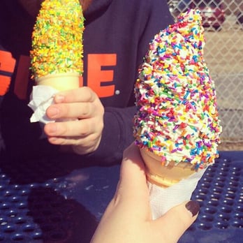 Udderly Delicious - Chocolate and vanilla twist with rainbow sprinkles and with their signature Udderly Crunch sprinkles. Mmmmm. - Ice Cream & Frozen Yogurt Near Me - Johnstown, New York