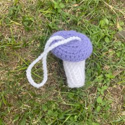 Vibe Tribe - Small purple and white crochet mushroom