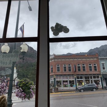 Mouses Chocolates & Coffee - View from inside the cafe - Coffee & Tea Near Me - Ouray, Colorado Mouses Chocolates & Coffee - View from inside the cafe - Coffee & Tea Near Me - Ouray, Colorado