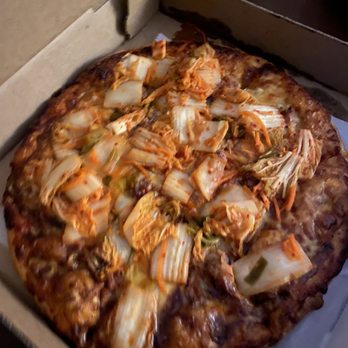 Macy's Place - Instagram pizza with kimchi & pork.  Sadly, they neglected to include the advertised sesame seed crust & green onions - Pizza Near Me - Buffalo, New York