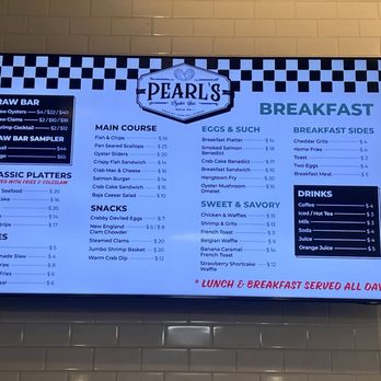 Pearl's Oyster Bar - Menu on wall - Seafood Near Me - Philadelphia, Pennsylvania Pearl's Oyster Bar - Menu on wall - Seafood Near Me - Philadelphia, Pennsylvania
