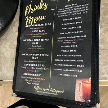 4 Caminos - Drink Menu - Food Stands Near Me - Vancouver, Washington