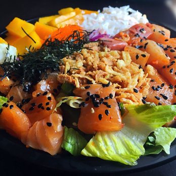 Beyond The Bowl - Poke with 2 Scoops of 2 Protein - Yellowtail & Salmon, spicy mayo, half salad half brown rice - Poke Near Me - Seattle, Washington Beyond The Bowl - Poke with 2 Scoops of 2 Protein - Yellowtail & Salmon, spicy mayo, half salad half brown rice - Poke Near Me - Seattle, Washington