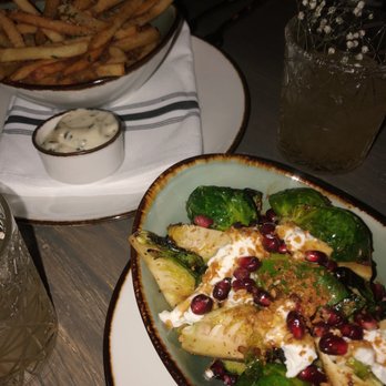 Glasspar - Charred Brussels and Duck Fat Fries with Truffle Aioli - Seafood Near Me - Dana Point, California Glasspar - Charred Brussels and Duck Fat Fries with Truffle Aioli - Seafood Near Me - Dana Point, California