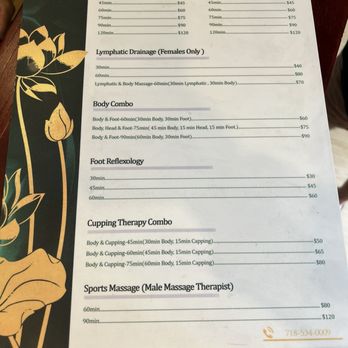Natural Peace Spa - 11/14/25 Price list - Massage Near Me - Brooklyn, New York