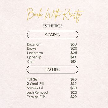 Book With Kristy - Price Menu - Waxing Near Me - Long Beach, California Book With Kristy - Price Menu - Waxing Near Me - Long Beach, California