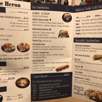 Blue Heron - Snagged a menu on my way out. - Sandwiches Near Me - Seattle, Washington