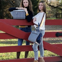 Carrie Dunham - Our Lizzie Handbag with gorgeous covers and some cashmere sweaters and jewelry from our store.
